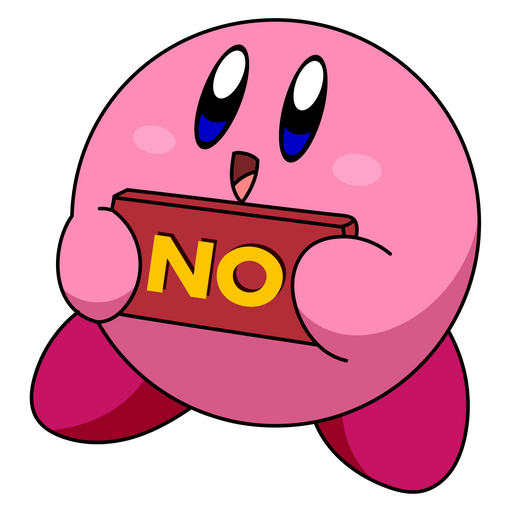 here is a Kirby Saying No Sticker from the Kirby collection for sticker mania
