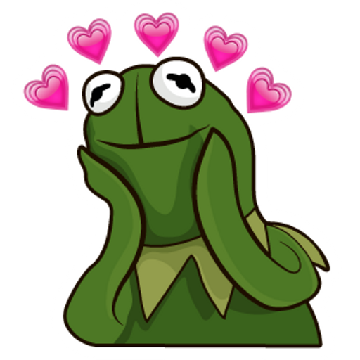 here is a Kermit the Frog in Love Meme Sticker from the Memes collection for sticker mania