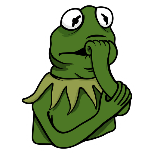 here is a Thoughtful Kermit the Frog Sticker from the Memes collection for sticker mania