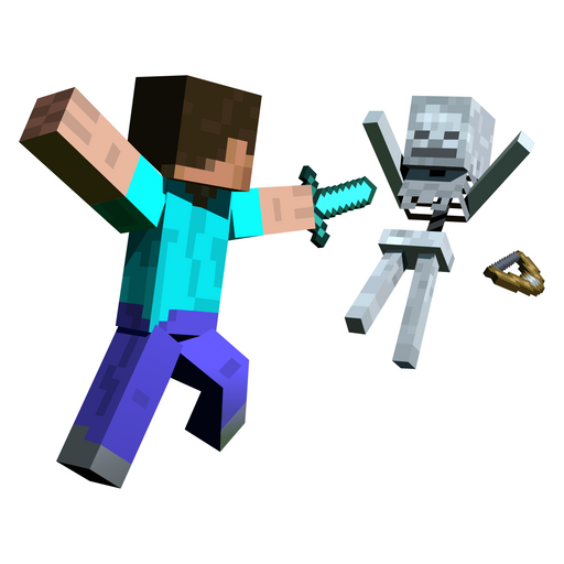 here is a Minecraft Steve Attacks Skeleton Sticker from the Minecraft collection for sticker mania