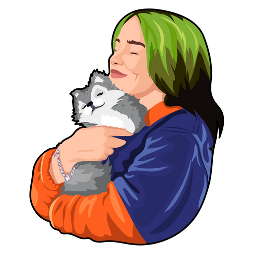 here is a Billie Eilish and Cute Baby Wolf Sticker from the Music collection for sticker mania