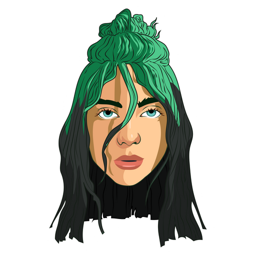 here is a Billie Eilish Green Hair Sticker from the Music collection for sticker mania