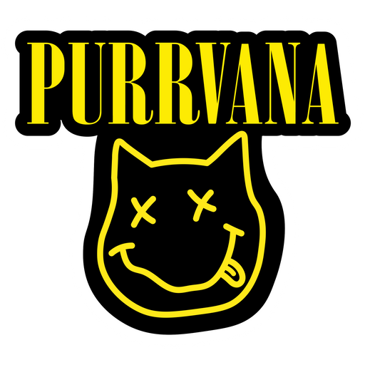 here is a Purrvana Sticker from the Music collection for sticker mania