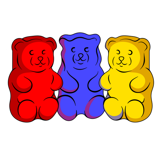 here is a 3 Gummy Bears Sticker from the Food and Beverages collection for sticker mania