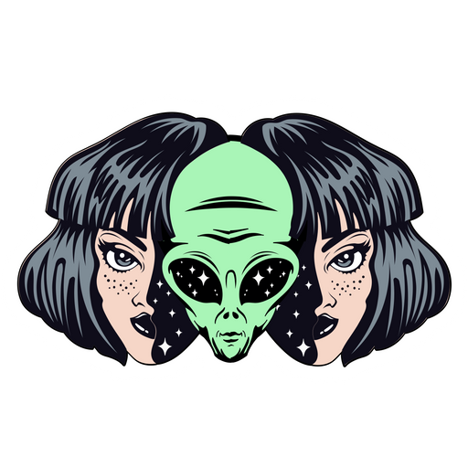 here is a Alien Inside Human Girl Sticker from the Outer Space collection for sticker mania