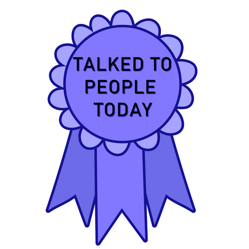 here is a Award Badge Talked to People Today Sticker from the Noob Pack collection for sticker mania