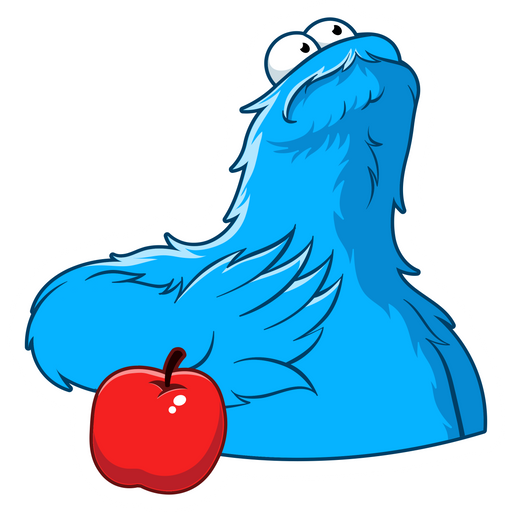 here is a Sesame Street Cookie Monster and Apple Sticker from the Movies and Series collection for sticker mania