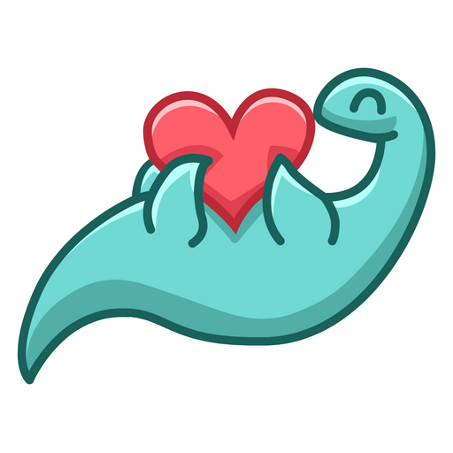 here is a Cute Dino with Love Heart Sticker from the Cute collection for sticker mania