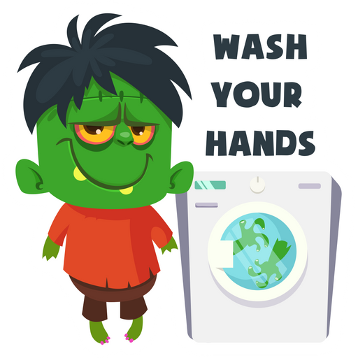 here is a Frankenstein Wash Your Hands Sticker from the Halloween collection for sticker mania