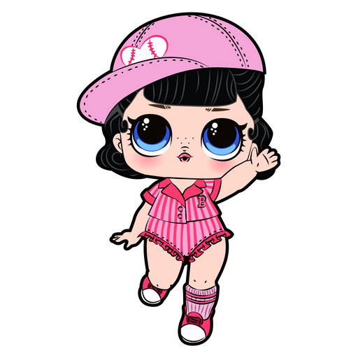 here is a LOL Doll Baseball Cheerleader Sticker from the L.O.L. Surprise! collection for sticker mania