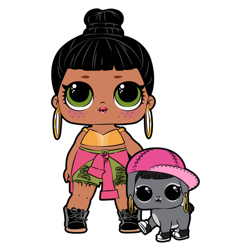 here is a LOL Doll Honey Bun and Pet Bunny Hun Sticker from the L.O.L. Surprise! collection for sticker mania