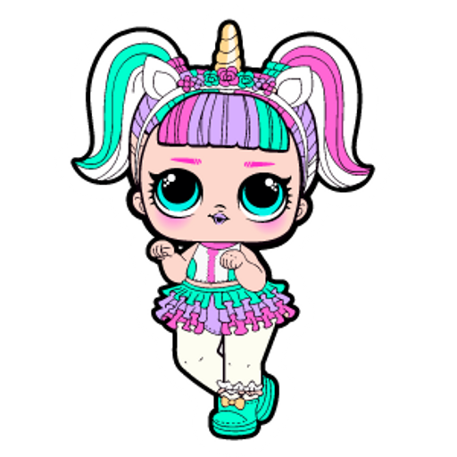 here is a LOL Doll Unicorn Sticker from the L.O.L. Surprise! collection for sticker mania