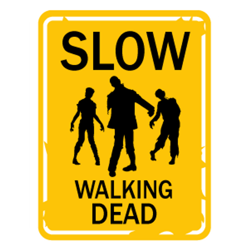 here is a Slow Walking Dead Sign Sticker from the Hilarious Road Signs collection for sticker mania