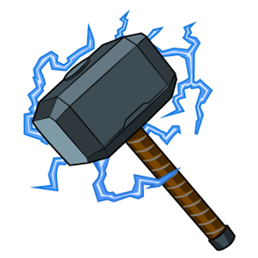 here is a Thor Mjolnir Hammer with Lightning Bolts Sticker from the Marvel collection for sticker mania
