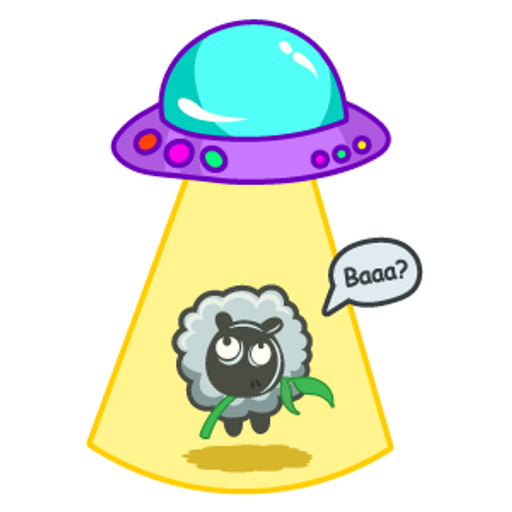 here is a Sheep and UFO Sticker from the Outer Space collection for sticker mania