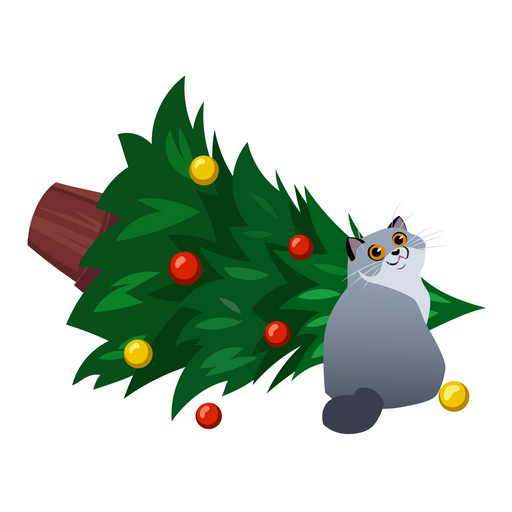 here is a Cat and Christmas Tree Sticker from the Holidays collection for sticker mania