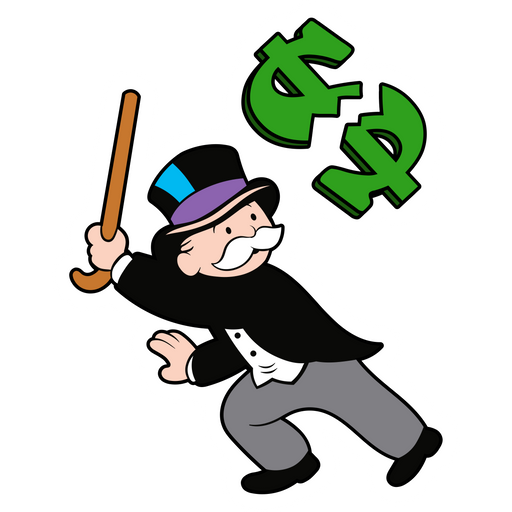 here is a Rich Uncle Pennybags Breaks the Dollar Sticker from the Noob Pack collection for sticker mania