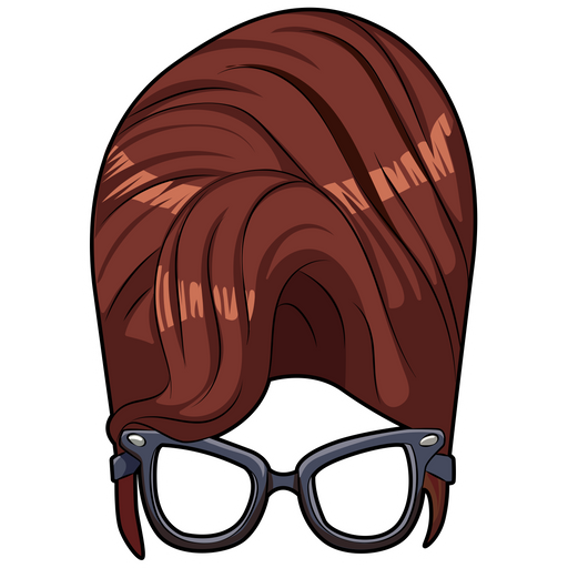 here is a High Hairstyle and Clear Lens Glasses Sticker from the Face Decorations collection for sticker mania