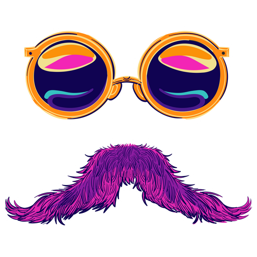 here is a Round Sunglasses and Pink Mustache Sticker from the Face Decorations collection for sticker mania