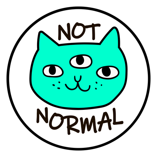 here is a Three-Eyed Cat Not Normal Sticker from the Cute Cats collection for sticker mania