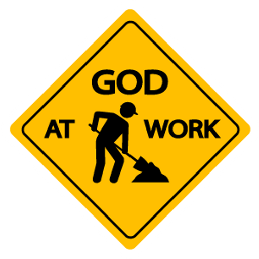 here is a Warning Sing God at Work Sticker from the Hilarious Road Signs collection for sticker mania