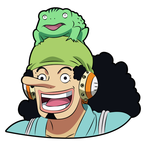 here is a One Piece Usopp and Frog Sticker from the One Piece collection for sticker mania