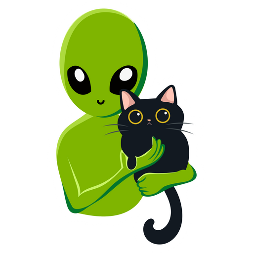 here is a Alien with a Cat Sticker from the Outer Space collection for sticker mania