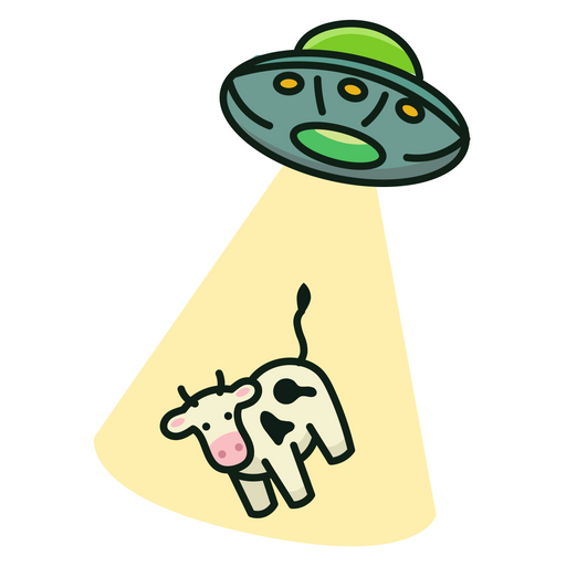 here is a UFO Cow Abduction Sticker from the Outer Space collection for sticker mania