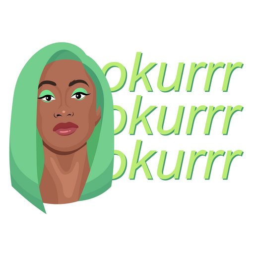 here is a Cardi B Green Hair Okurrr Sticker from the Rappers collection for sticker mania