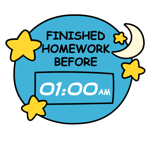 here is a Finished Homework Before 01:00AM Sticker from the School collection for sticker mania