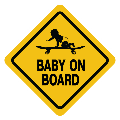 here is a Baby on Board Skateboard Road Sign Sticker from the Hilarious Road Signs collection for sticker mania