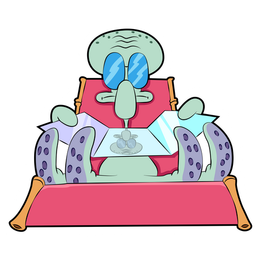 here is a SpongeBob Squidward Sunbathing Sticker from the SpongeBob collection for sticker mania