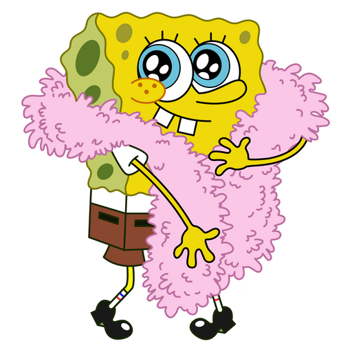 here is a SpongeBob with Feather Boa Sticker from the SpongeBob collection for sticker mania