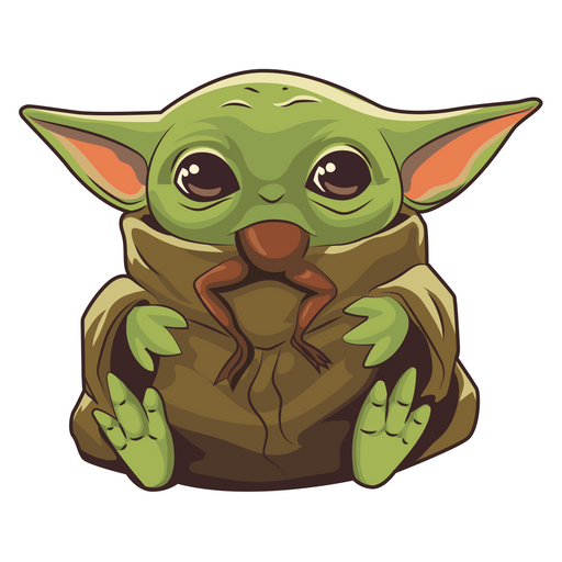 The Mandalorian Baby Yoda Eating Frog Sticker - Sticker Mania