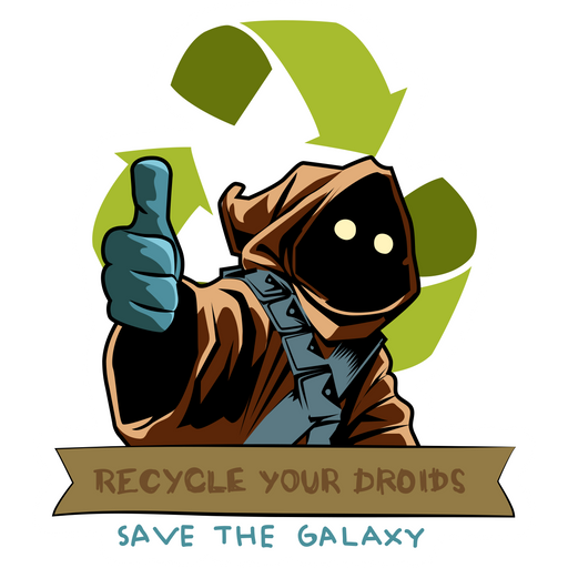 here is a Star Wars Jawa Recycle Sticker from the Star Wars collection for sticker mania