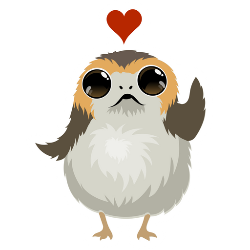 here is a Star Wars Porg Love Sticker from the Star Wars collection for sticker mania