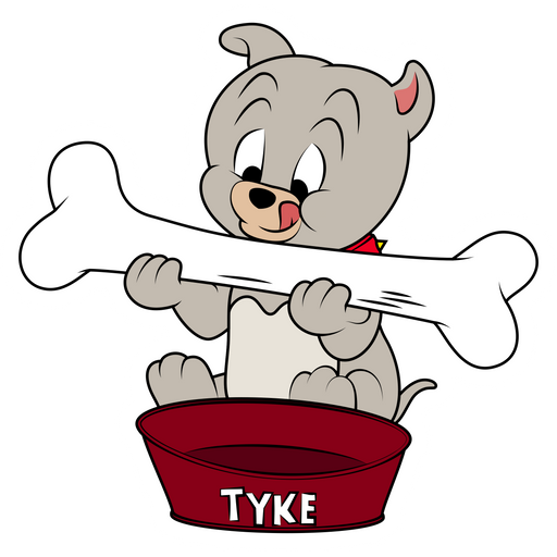 here is a Tom and Jerry Tyke Eating Bone Sticker from the Tom and Jerry collection for sticker mania