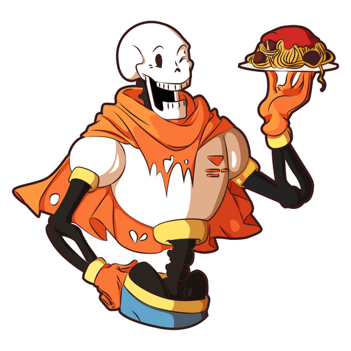 here is a Undertale Papyrus with Spaghetti Sticker from the Undertale and Deltarune collection for sticker mania