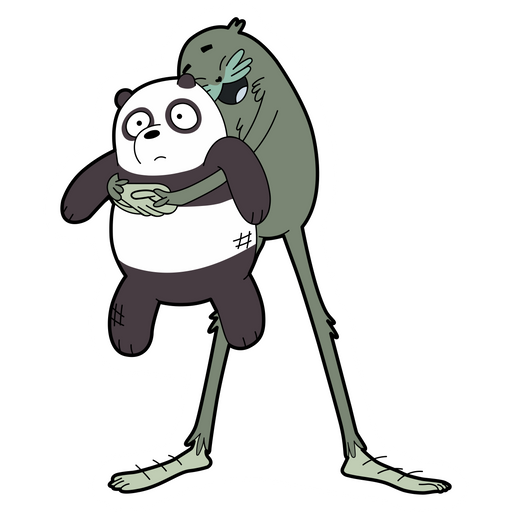 here is a We Bare Bears Charlie Hugs Panda Sticker from the We Bare Bears collection for sticker mania
