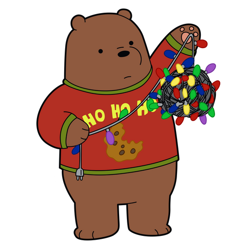 here is a We Bare Bears Grizzly with Christmas Lights Sticker from the We Bare Bears collection for sticker mania