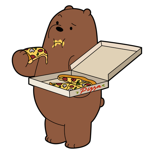 here is a We Bare Bears Grizzly Eating Pizza Sticker from the We Bare Bears collection for sticker mania