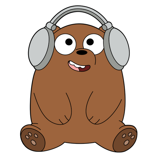 here is a We Bare Bears Grizzly Listen to Music Sticker from the We Bare Bears collection for sticker mania