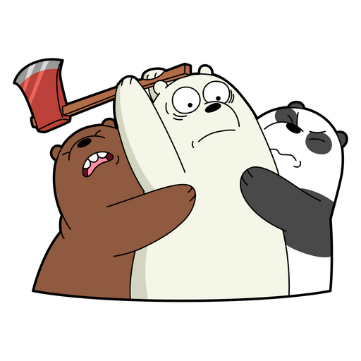 here is a We Bare Bears Ice Bear With Axe Sticker from the We Bare Bears collection for sticker mania