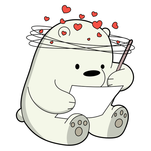 here is a We Bare Bears Ice Bear with Love Letter Sticker from the We Bare Bears collection for sticker mania
