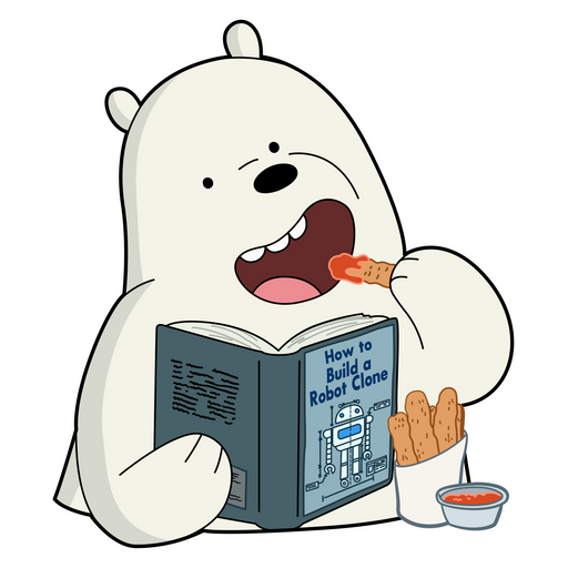 here is a We Bare Bears Ice Bear Reading Sticker from the We Bare Bears collection for sticker mania