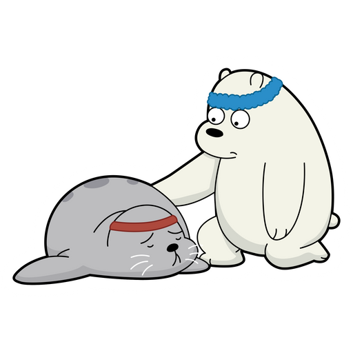 here is a We Bare Bears Ice Bear and Seal Workout Sticker from the We Bare Bears collection for sticker mania