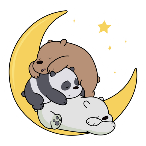 here is a We Bare Bears Sleep on Moon Sticker from the We Bare Bears collection for sticker mania
