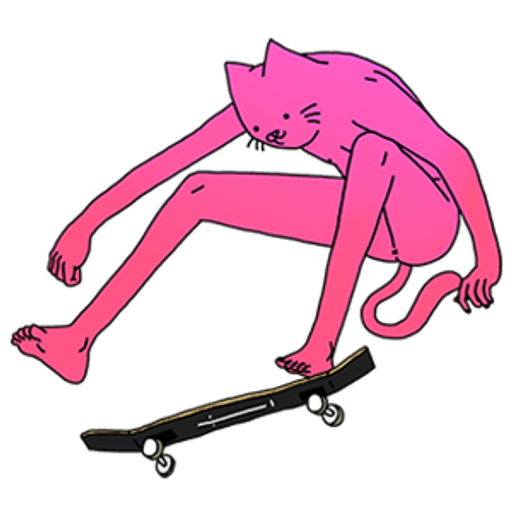 Pink Cat on a Skateboard Sticker