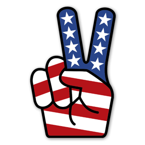 cool and cute USA flag V for Victory Sticker for stickermania