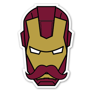 cool and cute Marvel Mustache Iron Man Sticker for stickermania